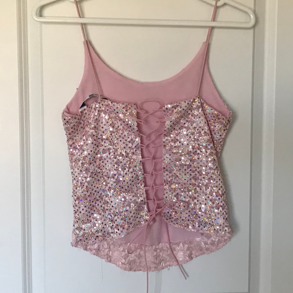 Sexy Sparkly pink lacy corset tank - Size 2 (US)